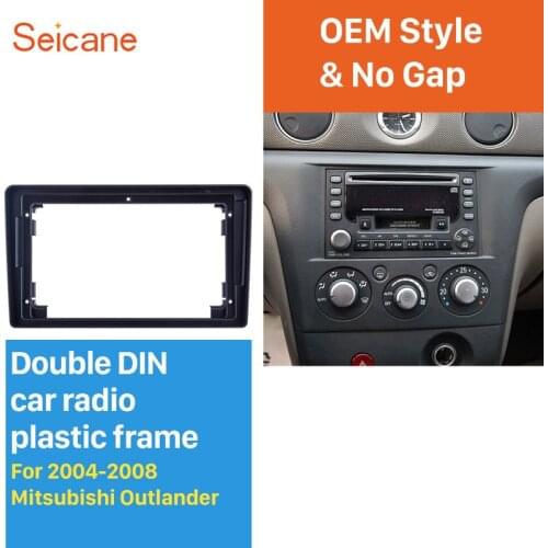 Seicane 2 Din Car Radio Fascia Black for 2004 2005 2006 2007 2008 MITSUBISHI OUTLANDER Dash Mount Kit Trim Panel