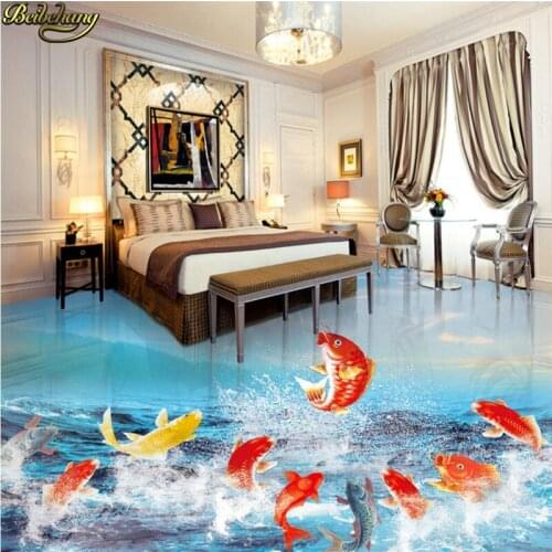 Beibehang Custom photo wallpaper floor painting painted Chinese carp Yue Yue Men 3D floor papel de parede