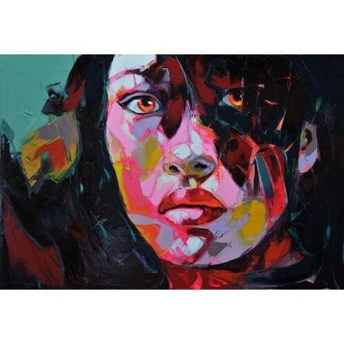 Free Shipping Handpainted Modern Abstract Colorful Wall Pictures Cool Lady Art Figure Portrait Art Oil Paintings Art On Canvas