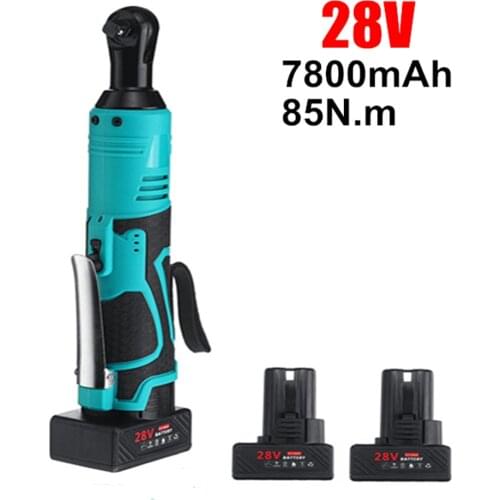 28V Electric Ratchet Wrench Cordless Rechargeable 3/8" Right Angle Wrench Power Tool With 2 Battery EU/US/UK Plug