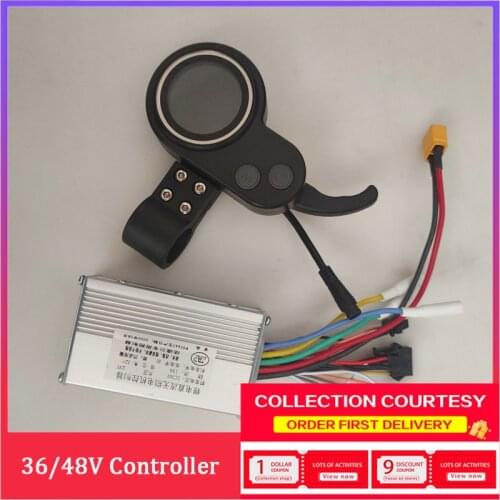 Coolride Electric Scooter Controller 36V 48v J&P Brushless DC Controller Without Hall Motor Controller 6-hole LCD Meter