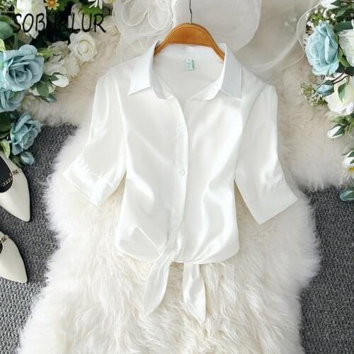 SOBURLUR 2021 Summer Basic Blouses Women Solid Color Oversized Womens Shirt Blousas Top Woman Top Women Tunics Tops