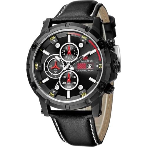 VICVS Watch For Men Top Brand Luxury Waterproof 24 Hour Date Quartz Clock Brown Leather Sports WristWatch Relogio Masculino 2021