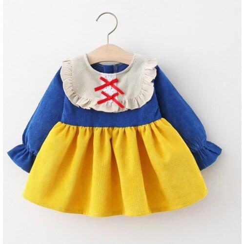 Girls Bebe Lovely Cute Dresses Fashion Toddler Girls Sweet Appliques Clothes Casual Full Sleeve Costmes Infant Birthday Clothing