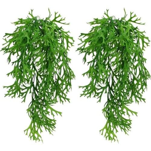 2Pcs Artificial Antlers Shrub Hanging Vines Ferns Plants Trailing Weeping Fake Ivy Plants Garland For Outdoor Décor-ABUX