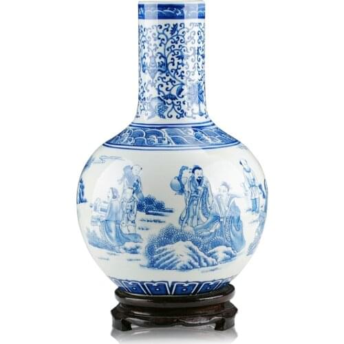 Ceramics blue and white porcelain sphere vase home living room decoration crafts