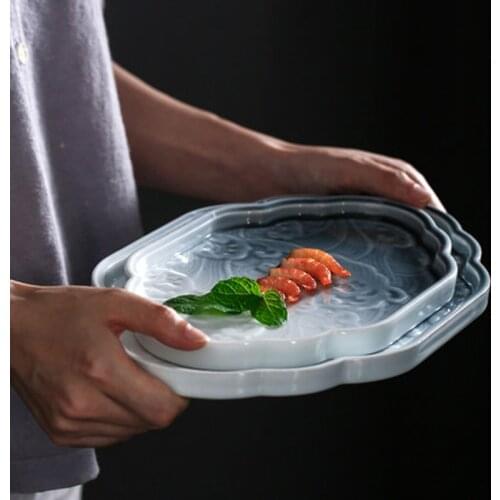 Ceramic dish tray tray tea tray household special tableware sushi plate dinner plate fish plate commercial restaurant