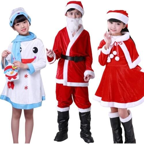 Disguise Santa Claus girl costume Tops Pants Costumes Christmas Tops + Pants 2 Boys and Girls cosplay suit costume