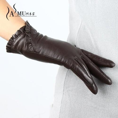Touch Screen Gloves Plus Velvet Warm Winter Gloves Women Leather Gloves female Fashion Brand Driving Glove sheepskin Mittens