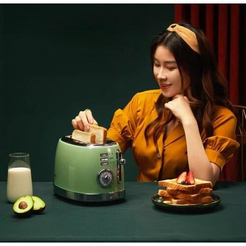 Circle Kitchen Retro Toast Machine All Aluminum Alloy Body Cold Light LED Shadowless Lamp Bread Toaster