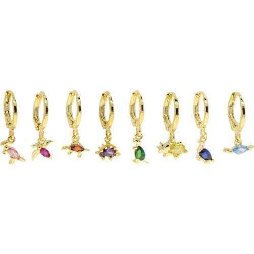 Tiny Small Cute Lovely Animal Charm Hoop Earring For Girl Gold Color Colorful Cubic Zirconia CZ Fashion Multi Piercing Jewelry