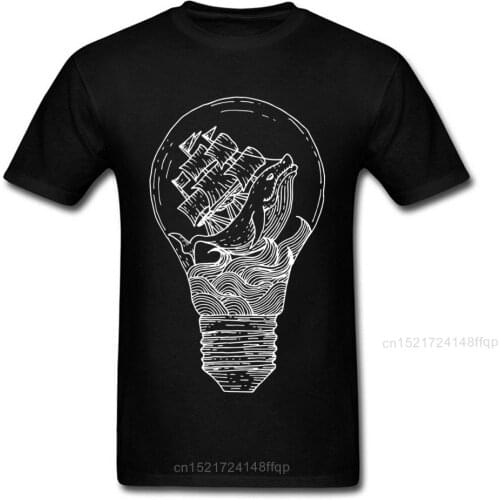 Sailor Light Whale Ship Men T-shirt 2018 Black/White Novelty Cartoon Design Adult Fitness Cotton Top T Shirts Hot Sale