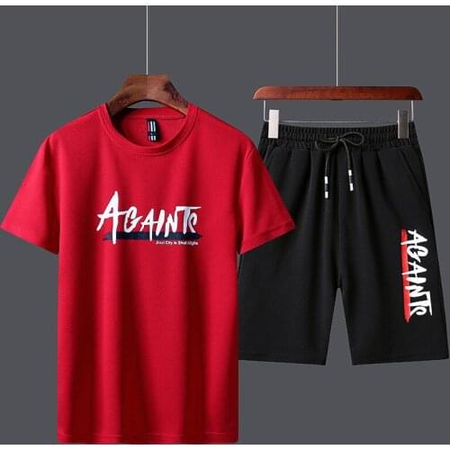 2021 Mens Tracksuit Summer Clothes Sportswear Two Piece Set T Shirt Shorts Brand Track Clothing Male Sweatsuit Sports Suits
