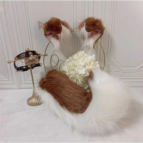 MMGG New Border Collie Ears Tail Hairhoop Beast Style Headwear for Christmas Halloween Cosplay Costume Accessories