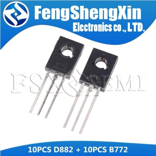 20PCS 2SD882 2SB772 TO-126 ( 10PCS D882 + 10PCS B772 ) TO126 IC new and original POWER TRANSISTOR