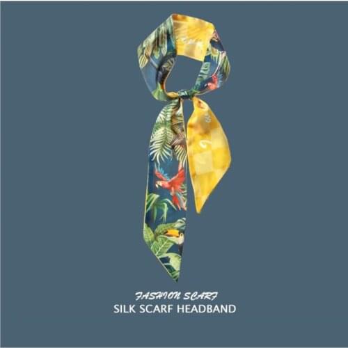 New Literary Forest Retro French small silk scarf female hairband slender strip streamer tied bag belt decorative scarf gift
