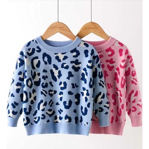 Autumn Winter Girls Boys Sweaters Baby Kids Children Clothes Fashion Leopard Princess Knitwear Knit Pullover Sweaters Tops