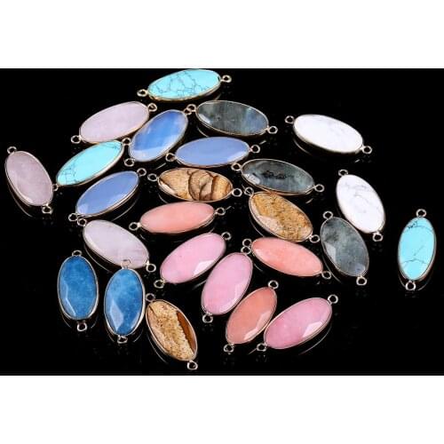 Oval Faceted Red Stripe Agates Pendant Necklace Reiki Healing Natural Stone Amulet DIY Jewelry Gift Size 18x39mm