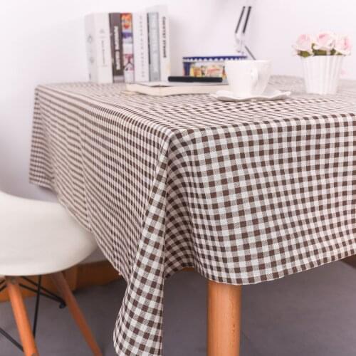 Plaid Rectangle Table Cloth Cotton Linen Wrinkle Free Anti-Fading Tablecloths Washable Table Cover for Kitchen Dinning Party