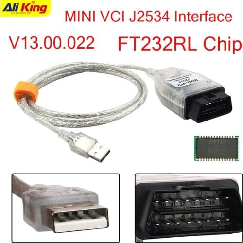 Latest Version V13.00.022 MINI VCI FTDI-FT232RL Chip High Performance OBD SAEJ2534 For Toyota/L-exus MINI-VCI TIS Techstream