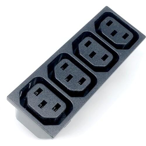 Chassis Female 3PIN Four In One AC IEC320 C13 C14 Inline Socket Plug Adapter Industrial Power Supply Output Outlet 10A/250V