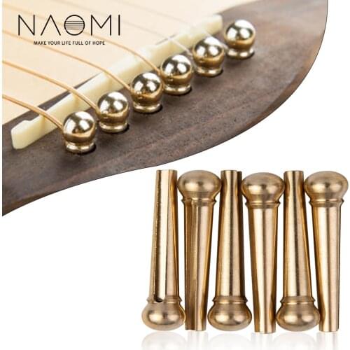 NAOMI Acoustic Guitar String Bridge Pin Brass 6 Strings Guitar Pins Stuck Guitar Parts Accessories