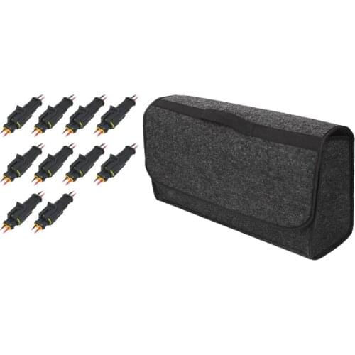 Trunk Cargo Organizer Foldable Caddy Storage Collapse Bag with 10Pcs Car Male Female Electrical Connector Plug Wire Kit