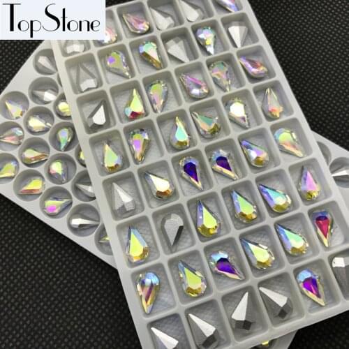 Topstone Crystal Clear AB Xilion Teardrop Fancy Stone 6x10,5x8,8x13mm Pointback Droplet Glass Crystals Jewelry Making