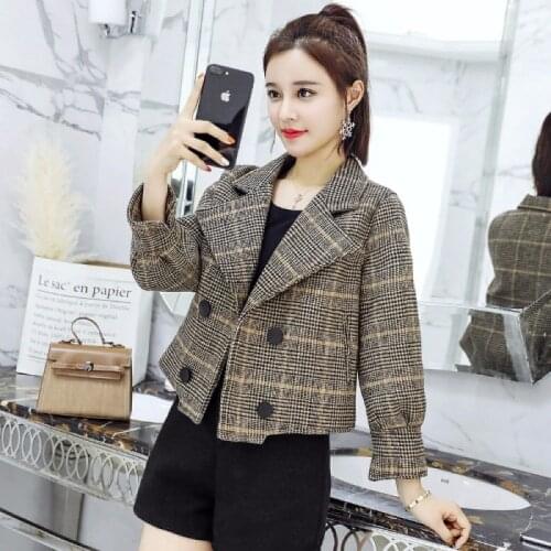 High-quality Small Womens 2021 New Fashion Spring New Small Suit Korean Jacket Slim Plaid Short Coats