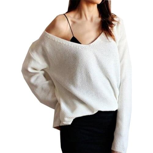 Sweater Women 2017 Quick Sell V Neck Solid Color Loose Knit Sweaters And Pullovers Europe And The United States vestidosMMY69202