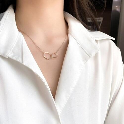Metal Double Phase Button Necklace Woman Tide Clavicle Neck Chain Length Fund Concise Joker Sweater Chain 2019
