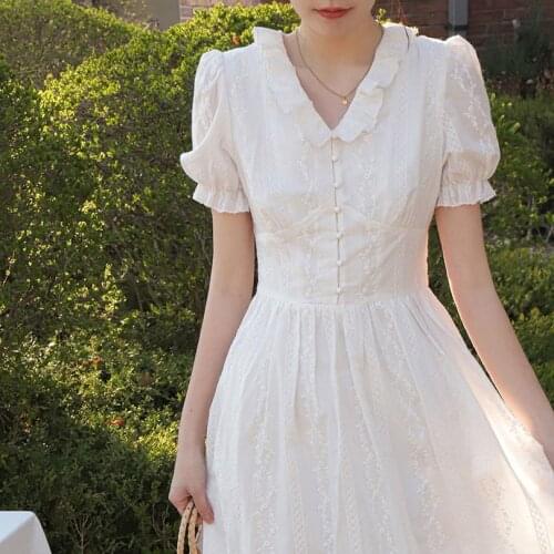 Summer Elegant Chiffon Dress Women French Style Sweet Lace-up Midi Kawaii Dress V-neck Korean Slim Designer Princess Dress 2021