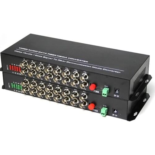1 Pair 2 Pieces/lot 16 Channel Video Optical Converter Fiber Optic Video Optical Transmitter & Receiver 16CH +RS485 Data