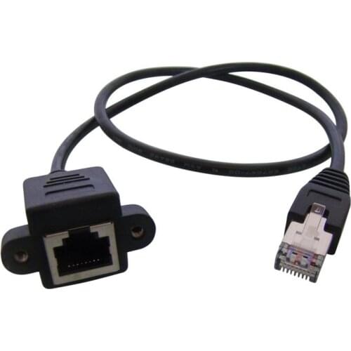 10pcs 1m Screw Lock Panel Mount RJ-45 RJ45 Cat5 Male to Female m/f Extension Ethernet Network Cable Cord