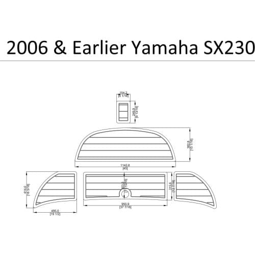 2006 & Earlier Yamaha SX230 Swim Platform Pads Boat EVA Teak Decking 1/4" 6mm