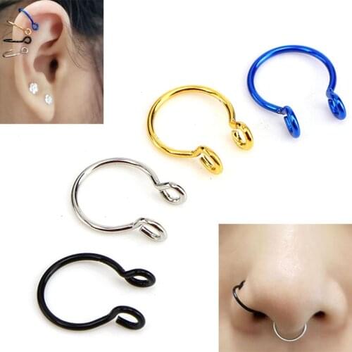 4pcs/Set Multifunctional Stainless Steel Twist Circle Nose Ring Lip Tragus Piercing Daith Earrings Body Jewelry