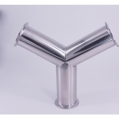 51mm 2" Pipe OD 2" Tri Clamp Y Shaped 3 Way SUS 304 Stainless Steel Sanitary Fitting Spliter Homebrew Beer Wine