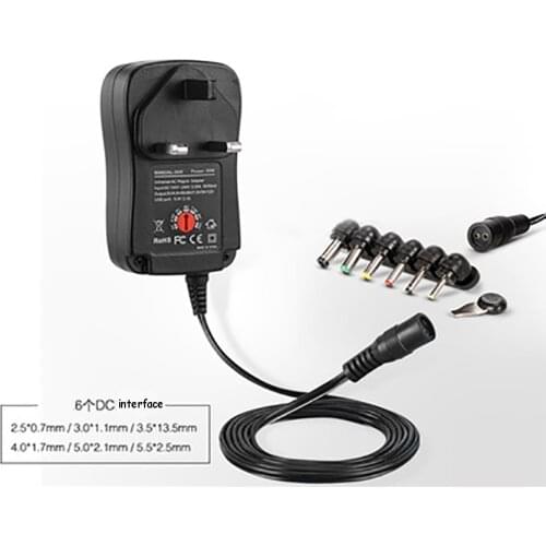 30W LED Drive Power Supply Adapter AC100-240V to DC3V-12V EU/USA/AU/UK Plug 6 DC Connector 5V 2.1A USB Port Switch Power Supply