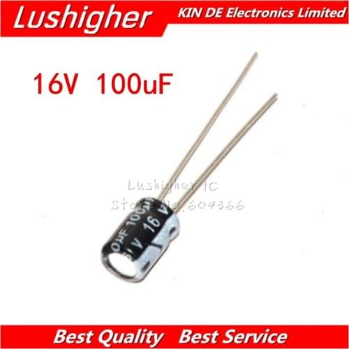 50PCS 16V100UF 5*7mm 100UF 16V 5x7 mm Aluminum Electrolytic Capacitor DIP