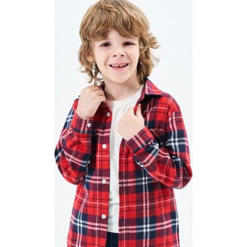Fashion Boys Blouse For Girl Plaid Long Sleeve Turn-down Collar Teenager Tops Cotton Children Clothing Kids Clothes Shirt