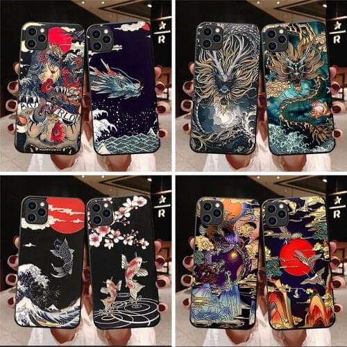For Samsung Galaxy S21 Ultra Plus S20 FE S10 S9 S8 Note 20 10 Case 3D Relief Dragon Tiger Pattern Matte Soft Drawing Cover Funda