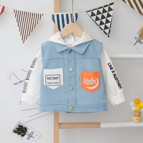 Childrens clothing vest vest autumn clothes boys and girls sleeveless denim jacket unisex