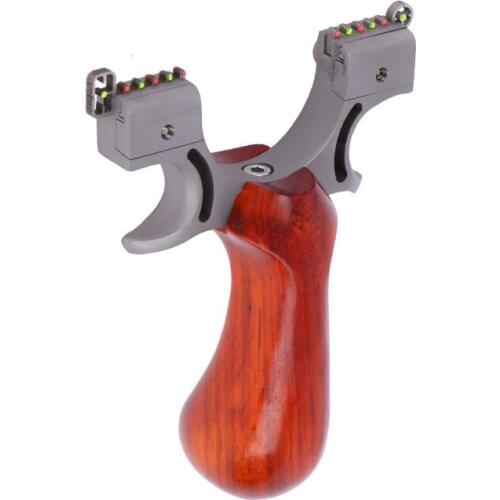 Kids Gmaes Toys Stainless Steel Slingshot Solid Wood Handle Rubber Band Line Cut Flat Leather Competitive Outdoor Hunting