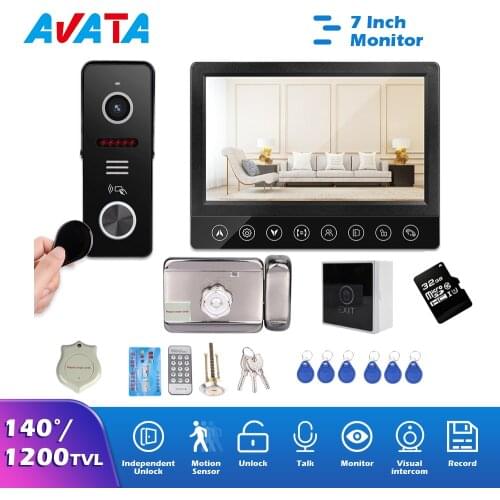 Video Door Phone With Lock Video Doorbell 1200TVL RFID Unlock Doorbell Camera Motion Sensor Record Intercom System Night Vision