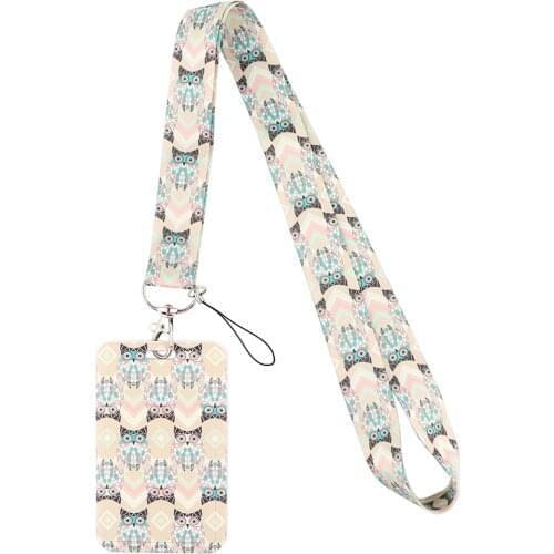 E3331 Cartoon Owl Neck Strap Lanyard for keys ID Card Gym Mobile Phone USB badge holder DIY Hang Rope With Card Holder