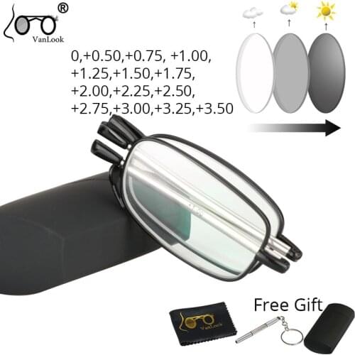 VANLOOK Photochromic Folding Reading Glasses Anti UV Glare Sunglasses for Sight Antenna Foldable New Unisex Sensor Sun-changing