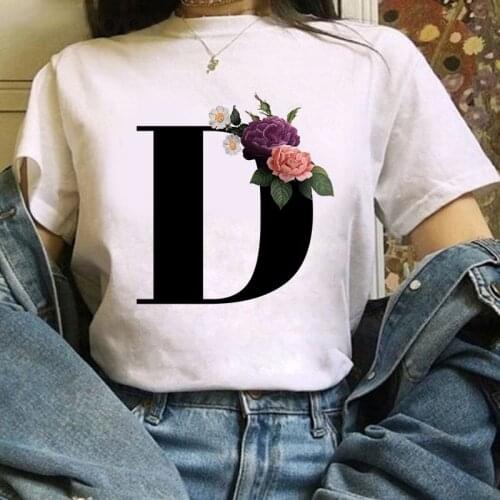 26 letters Print T shirt Women Fashion Tshirt O neck Short Sleeve Harajuku T shirt White Tops Female Tops