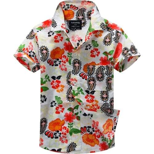 Cotton 100% floral shirt hawaiian shirt aloha shirt for boy T1525