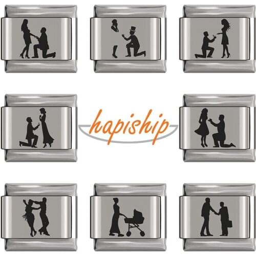 Hapiship 2020 Fashion Original Daisy Marry Me Dancing Charm Links Fit 9mm Bracelet Stainless Steel Jewelry DIY Making DJ298