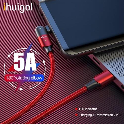 Ihuigol 5A 100W/60W USB Type C To USB C PD Fast Charger Cable For Xiaomi mi 10 11 Huawei P40 Samsung S10 S20 For Macbook Pro Air